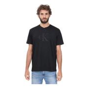 Zwart T-shirt met Tonal Logo Borduurwerk Calvin Klein Jeans , Black , ...