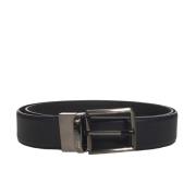 Omkeerbare leren riem met stalen gesp Ermenegildo Zegna , Black , Here...