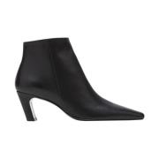 Zwarte leren enkellaarzen Flattered , Black , Dames