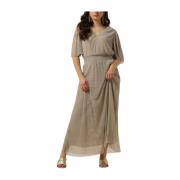 Beige V-Hals Maxi Jurk Minus , Beige , Dames