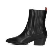 Stijlvolle zwarte leren enkellaarzen Haboob , Black , Dames