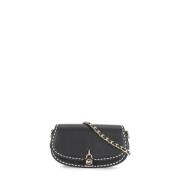 Zwarte leren schoudertas met kettingriem Michael Kors , Black , Dames