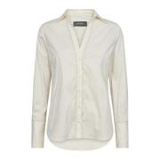 Feminine Wave Shirt met Geborduurde Rand MOS Mosh , Beige , Dames