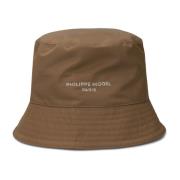 Nylon Leren Bucket Hat Tiffany Geel Philippe Model , Brown , Heren