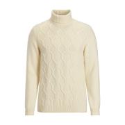 Beige Rollneck Trui Structuur Oscar Jacobson , White , Heren