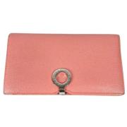 Pre-owned Leather wallets Bvlgari Vintage , Pink , Dames