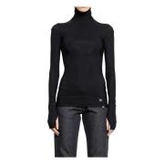 Zwarte Coltrui Lange Mouw Top Knwls , Black , Dames