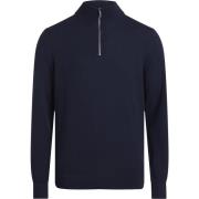 Blauwe Merino Quarter Zip Coltrui Jassen Calvin Klein , Blue , Heren