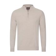 Zachte Wol-Kasjmier Half-Zip Trui Oscar Jacobson , Beige , Heren