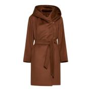 Bruin Leren Jas met Capuchon Max Mara Studio , Brown , Dames