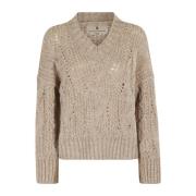 Lange Mouw V-hals Top Ermanno Scervino , Gray , Dames