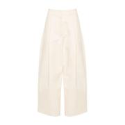 Beige Twill Weave Wide Leg Trousers Studio Nicholson , Beige , Dames