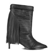 Embleem Patroon Stiletto Laarzen Munthe , Black , Dames