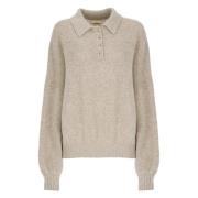 Beige Kasjmiertrui met Kraag Khaite , Beige , Dames