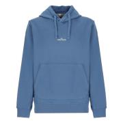 Blauwe Katoenen Hoodie met Logo's Stone Island , Blue , Heren