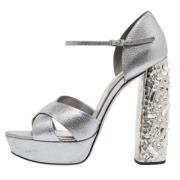 Pre-owned Leather sandals Miu Miu Pre-owned , Gray , Dames