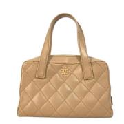 Pre-owned Leather chanel-bags Chanel Vintage , Beige , Dames