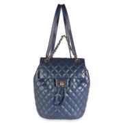 Pre-owned Leather backpacks Chanel Vintage , Blue , Dames