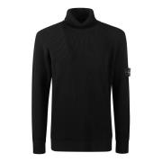 Gezellig Gebreid Turtle Neck Sweater Stone Island , Black , Heren