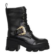 Hoge hak veterlaarzen met rits Versace Jeans Couture , Black , Dames