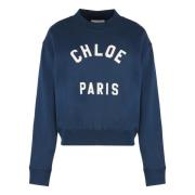 Katoenen sweatshirt met logodetail Chloé , Blue , Dames