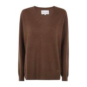 Mocha Classic Col V Sweater Loulou Studio , Brown , Dames