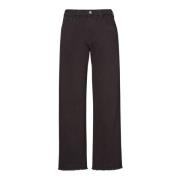 Boyfriend Broek Rechte Snit Enkel Lengte Massimo Alba , Black , Dames