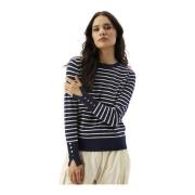 Gestreepte Gebreide Blouse Navy IN Front , Blue , Dames