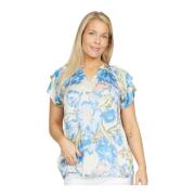 Lichtblauwe Zijden Blouse Stine.Hs24 2-Biz , Multicolor , Dames