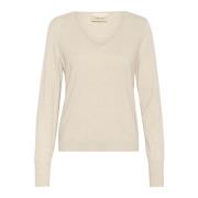 Gebreide Pullover Ancient Scroll Melange Cream , Beige , Dames