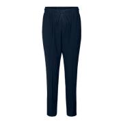 Elegante Navy Broek met Elastische Tailleband Freequent , Blue , Dames