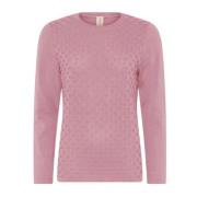 Gestippelde Structuur Pullover Blouse Geranium Skovhuus , Pink , Dames