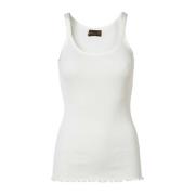 Feminine Top met Zijden Rand Rosemunde , White , Dames