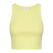 Zonnige Lime Geribbelde Crop Top Gestuz , Yellow , Dames