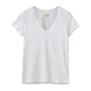 Klassieke Organische V-Hals Tee Wit MOS Mosh , White , Dames