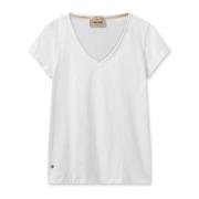 Eenvoudig Wit V-Hals T-shirt MOS Mosh , White , Dames