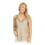 Vrouwelijke Kantentop Zand 2-Biz , Beige , Dames