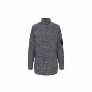 Blauw Wit Lang Turtleneck Sweater Elisabetta Franchi , Blue , Dames