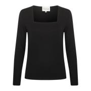 Zwarte Blouse met Vierkante Hals My Essential Wardrobe , Black , Dames