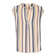 Multi Stripe V-Hals Blouse Bjarkapw Part Two , Multicolor , Dames