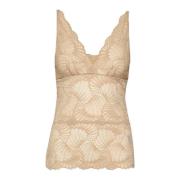 Feminine Kant Top met Verstelbare Bandjes Saint Tropez , Beige , Dames