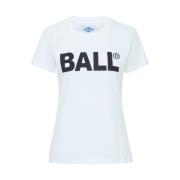 Lange Dames T-Shirt Top Wit Ball , White , Dames