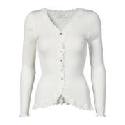 Feminine Kant Cardigan Wit Rosemunde , White , Dames