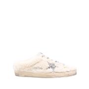 Shearling Glitter Star Sabot Sneakers Golden Goose , Beige , Dames