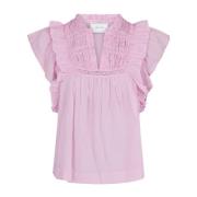 Feminine Voile Blouse met Ruches Neo Noir , Pink , Dames