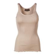 Feminine Top met Zijden Rand Rosemunde , Beige , Dames