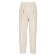 Corduroy Ivory Broek met Messing Detail Brunello Cucinelli , Beige , D...