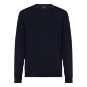 Crew Neck Jumper van superfijne merinowol Boggi Milano , Blue , Heren