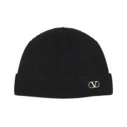 Zwarte Beanie Muts Valentino Garavani , Black , Heren