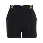 Crepe shorts met logo plaques Elisabetta Franchi , Black , Dames